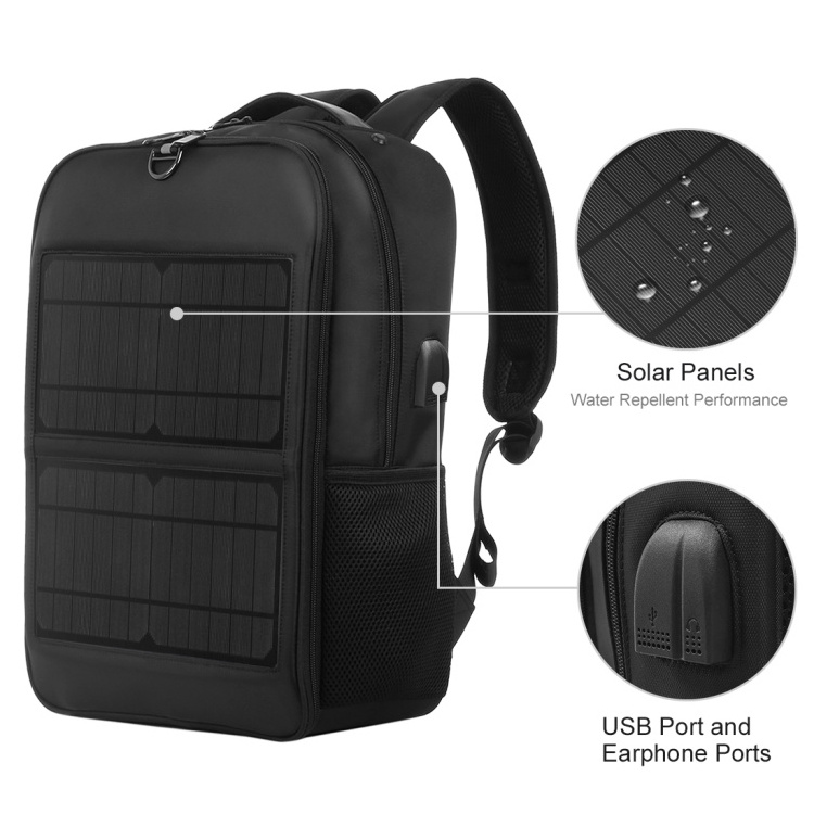 Cheap Wholesale HAWEEL 14W Solar Panel Power Backpack Laptop Bag With Handle And 5V / 2.1A Max USB Charging Port