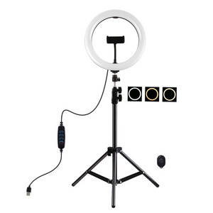 PULUZ 10.2 inch 26cm Ring Light with Tripod Mount and Phone Clamp for Live Streaming Photography 3 Light Modes