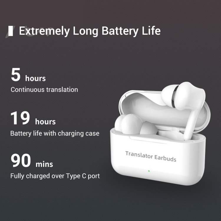 Wholesale M6 Multi-country Mutual Translation Smart Bluetooth Translation Earphone Supports 127 Languages(White)