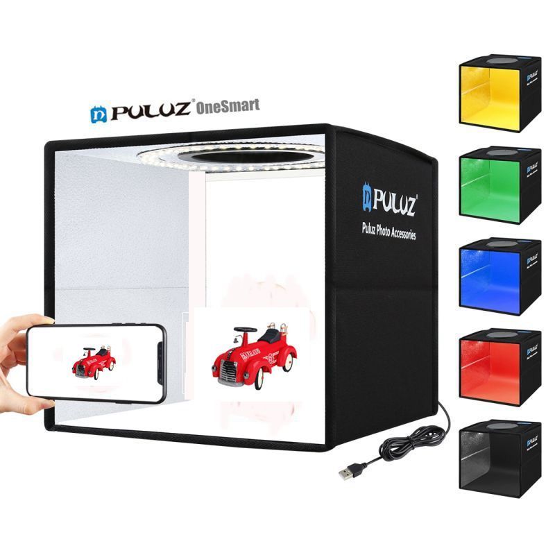 Portable Puluz 25cm Led Picture Frame Cube Light Box Photographic Equipment Foto Softbox Mini Photo Studio Accessories Shot Box