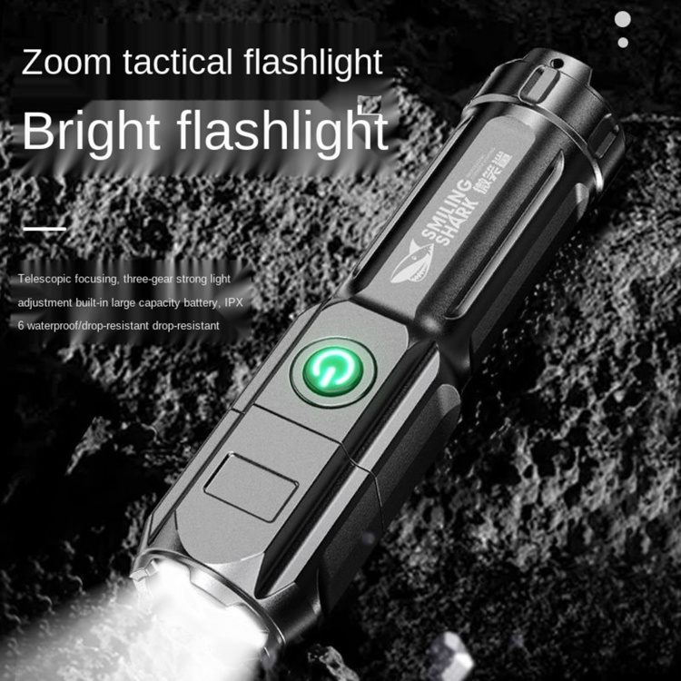 Wholesale Camping Flashlight Telescopic Focusing Three-gear Bright LED Flashlight