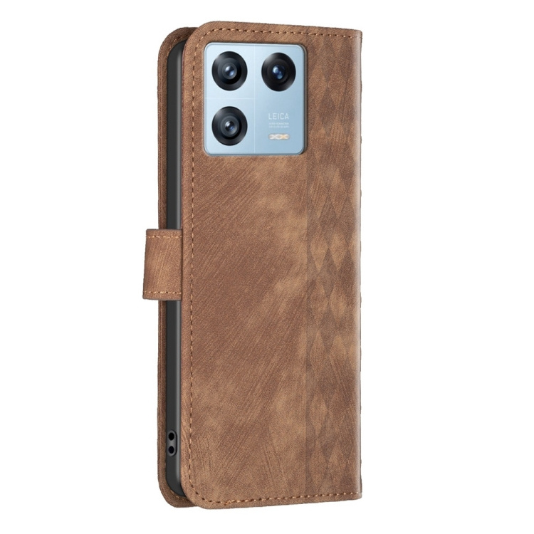 2024 new product hot selling For Xiaomi 13 Pro Plaid Embossed Leather Phone Case(Brown)