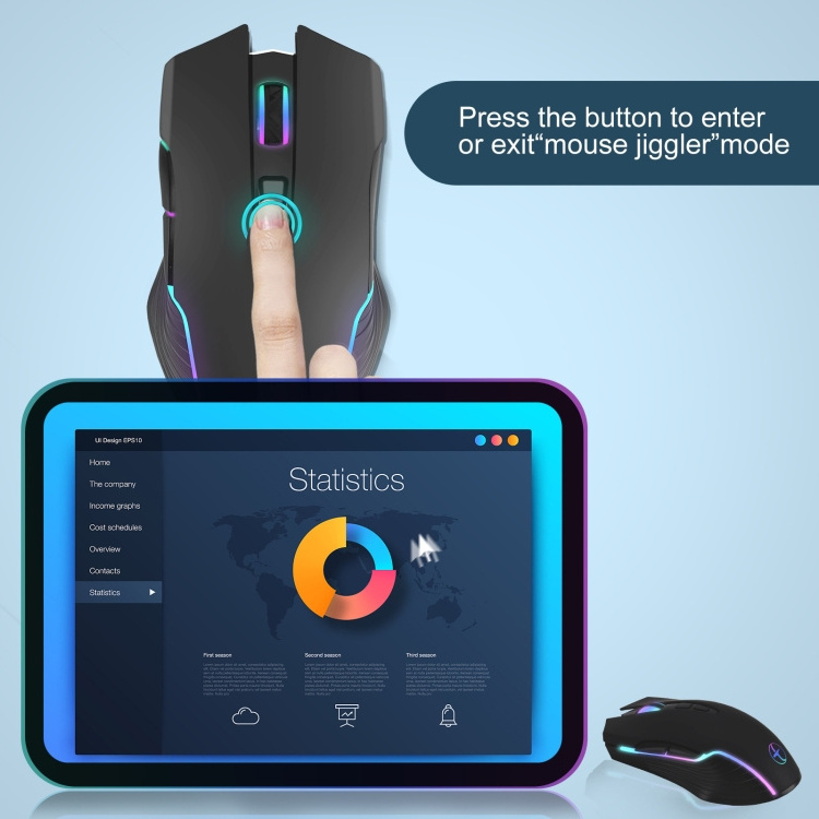 Best sell E50 2.4G Wireless Mouse Jiggler Portable Cordless Mouse With 7 Keys(Black)