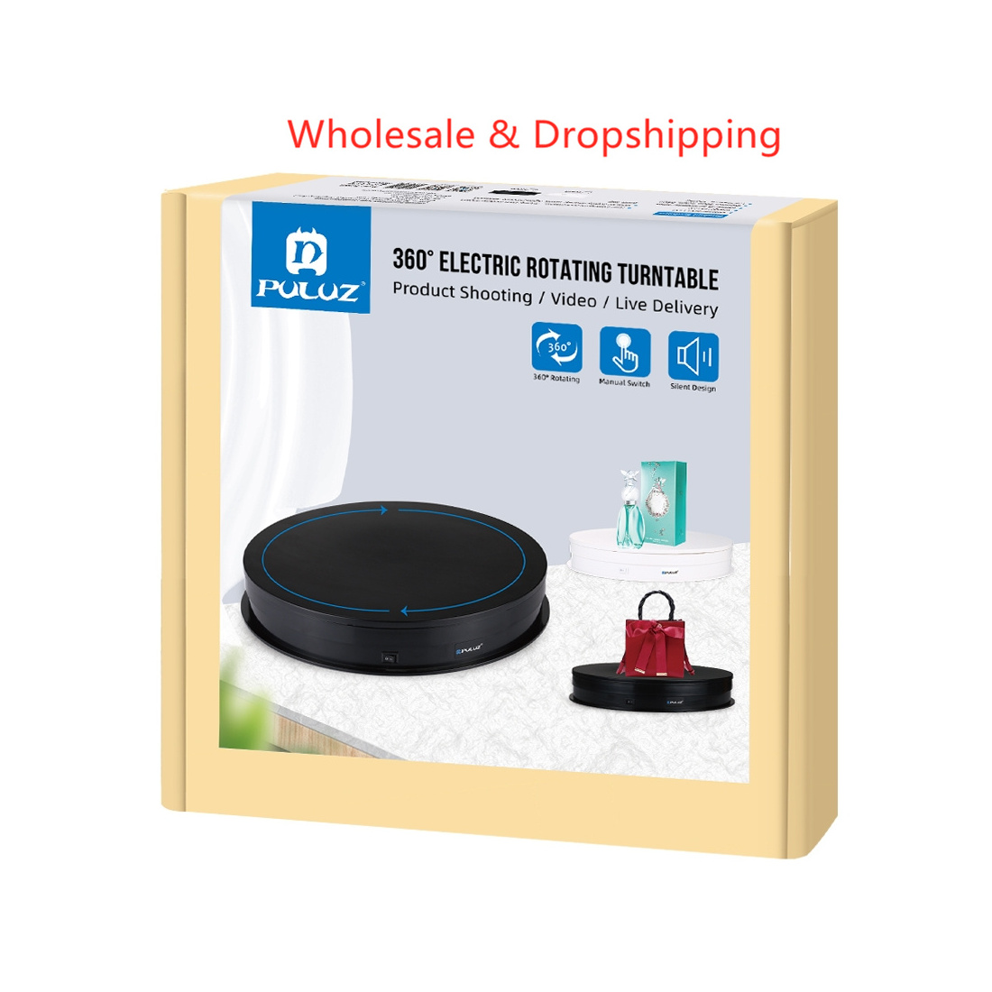 China Goods Wholesale PULUZ 30cm 360 Degree Electric Rotating Cake Turntable Display Stand Round Photography Turntable