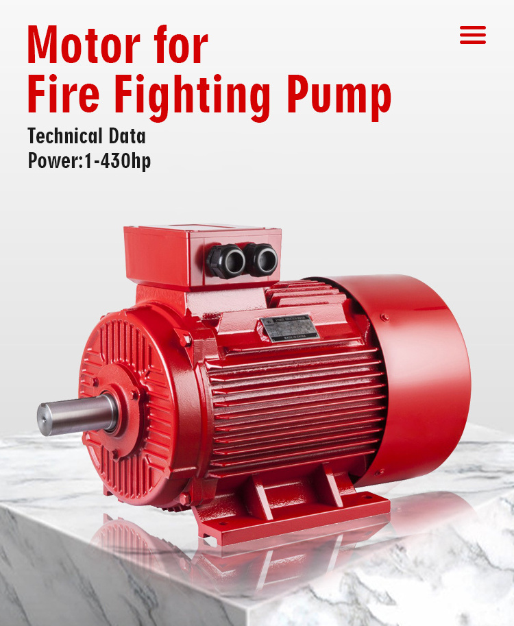 Purity Three phase induction motor for pumps and machines for fire fighting