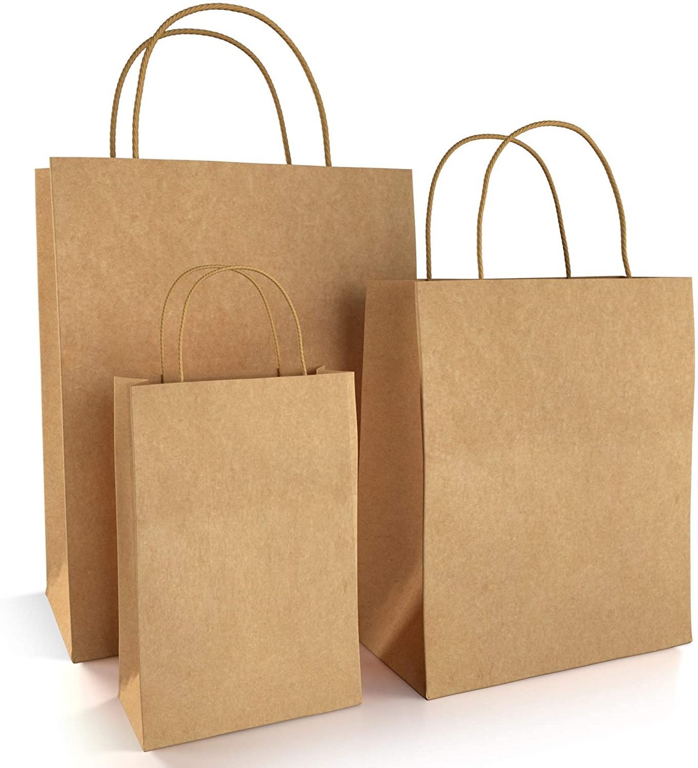 Brown Paper Bags with Handles Mixed Size deal for Gifts, Shopping, Boutique, Packaging, Merchandise, Grocery and Craft