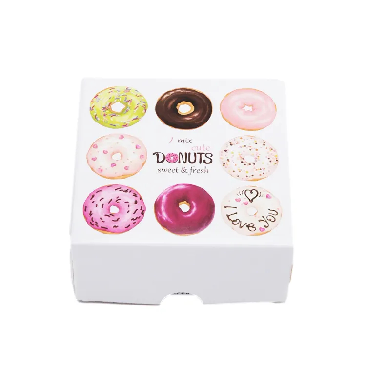 Custom disposable food grade boxes wedding cake box kraft donut paper foldable mochinut packaging box for doughnut donut