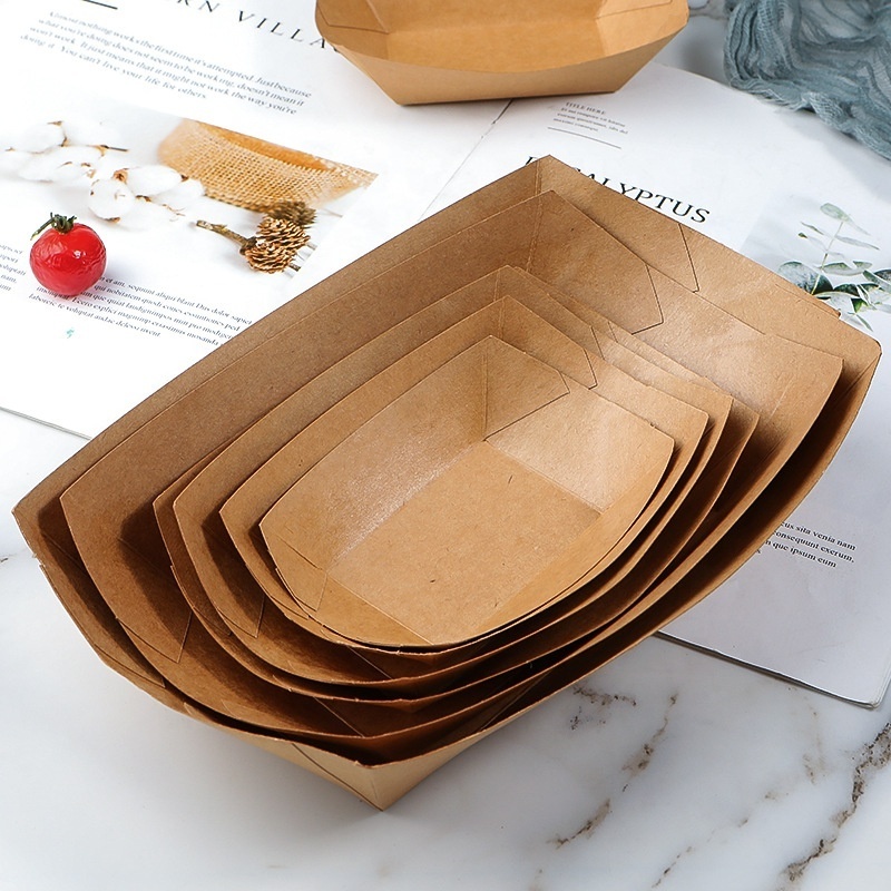 Disposable 8.5x13x4CM Take-Out Party Supplies Baking Cakes Puff Waffle French Fries Chips Ice Cream Snacks Kraft Paper Box