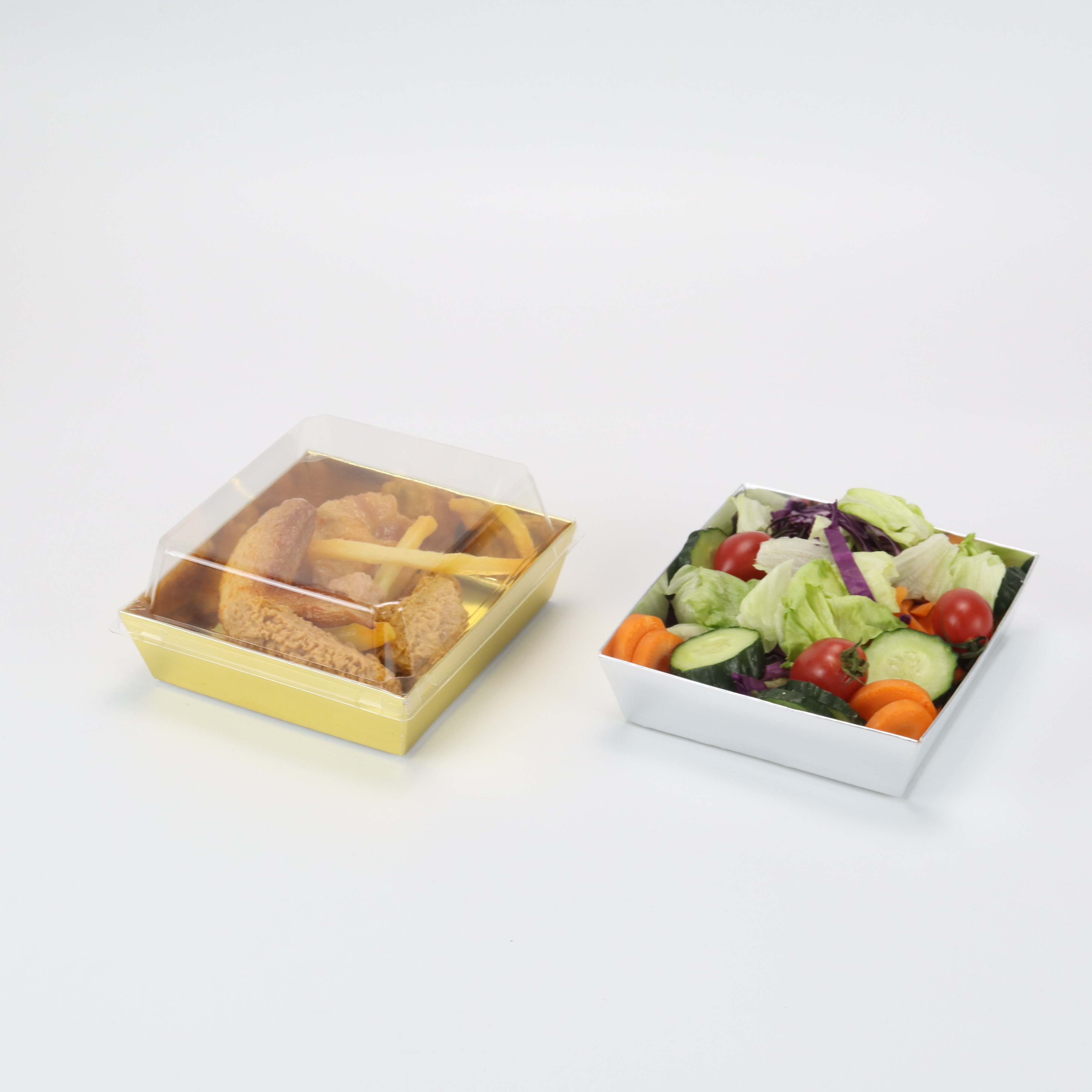 Questeco Brown Square Salad Kraft Paper Cheesecake Box 12x11x6.5cm Takeaway Salad Box Breakfast Sushi food Tray with Plastic Lid