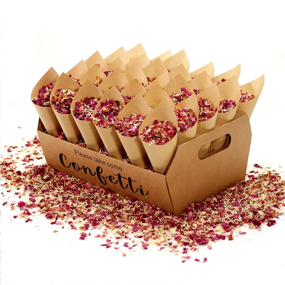 DIY Birthday Party Kraft Paper Confetti Cone Box Tray Wedding Stand Confetti Cones Holder Stand Box With 30 Holes