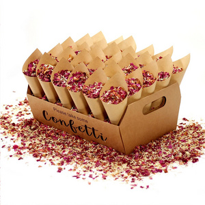 DIY Birthday Party Kraft Paper Confetti Cone Box Tray Wedding Stand Confetti Cones Holder Stand Box With 30 Holes