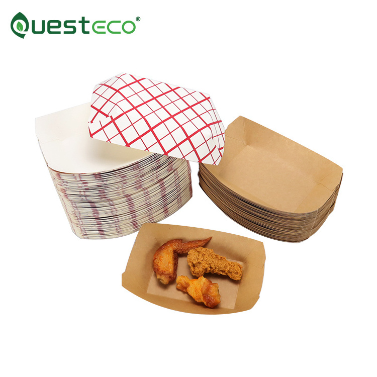 2.5lb customized lunch banana waffle chocolate paper box white red picnic catering boat fried snack tray corn dog food tray