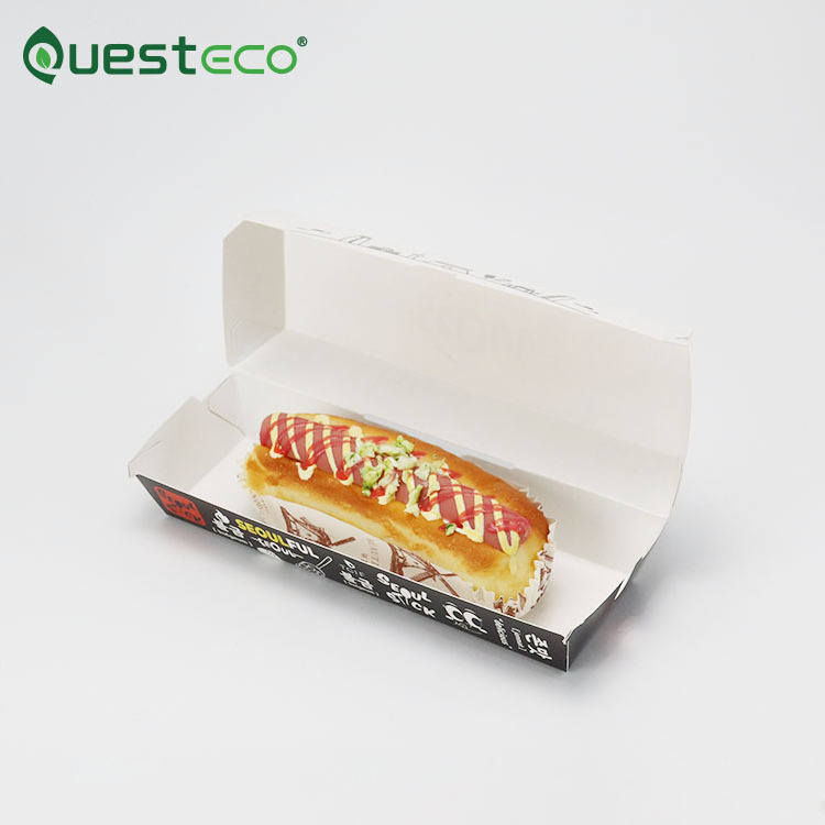 Custom Large 20 cm Black Hot Dog Box Catering Disposal Hot Dog Vending Machine Glossy Lamination Matt Lamination Vanishing