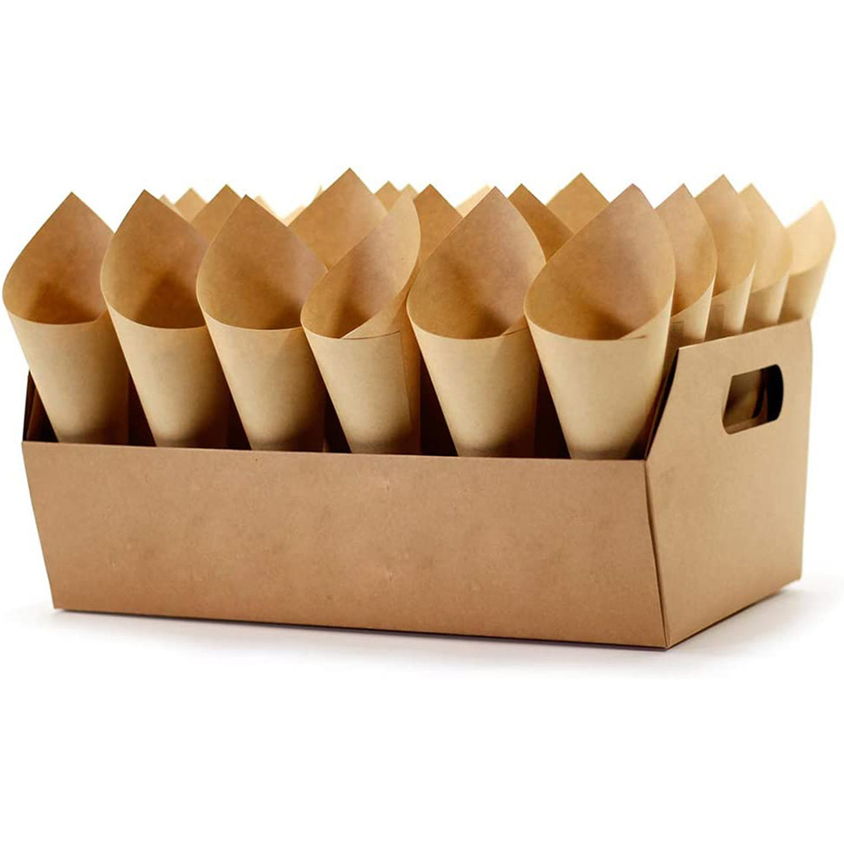 DIY Birthday Party Kraft Paper Confetti Cone Box Tray Wedding Stand Confetti Cones Holder Stand Box With 30 Holes