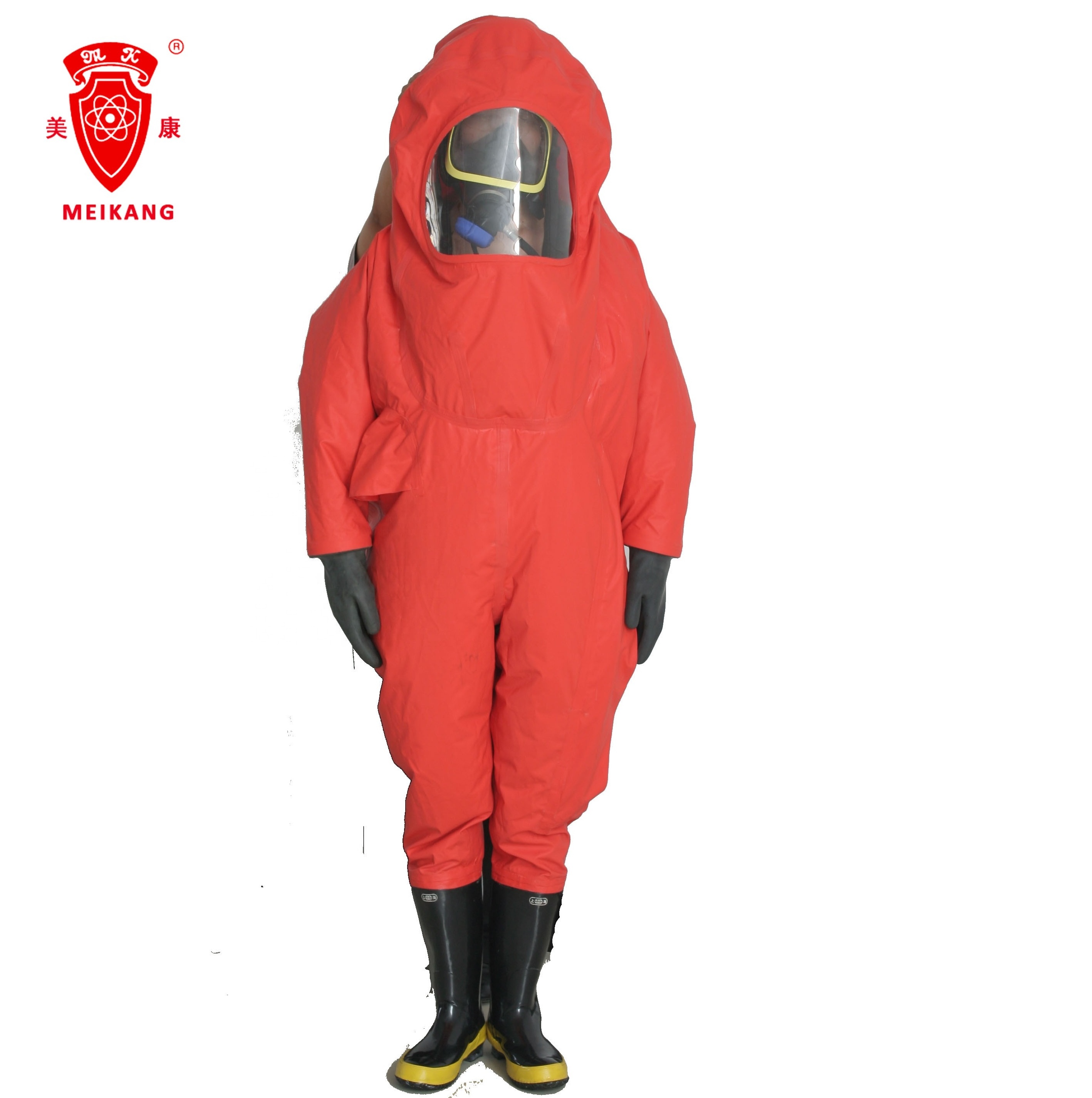 PVC supported gas tight chemical protective suit for fireman firefighter