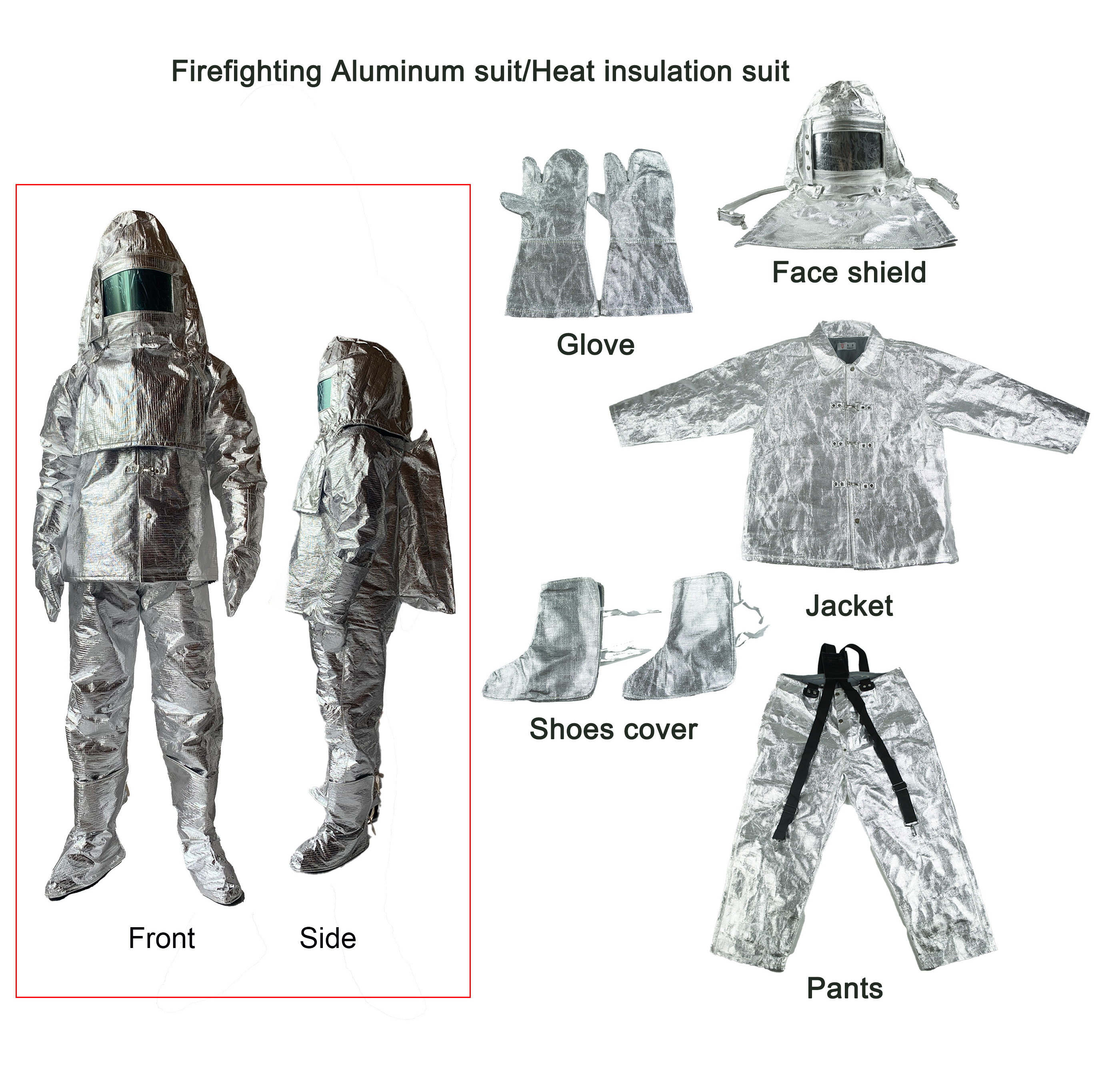 Anti-radiant heat 1000 degree heat insulation composite aluminum foil aluminized suit