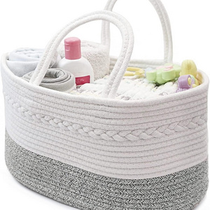 diaper caddy organizer for baby boy- cotton rope  storage basket  with partitions basket storage baskets box foldable