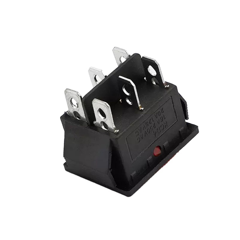 KCD4 red square button Rocker Switch 16a 250vac 6-pin on-off-on rocker switch with led light