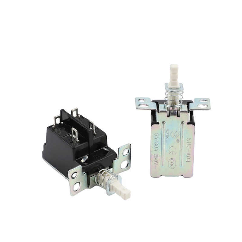 KDC-A04 Straight Key Switch 4-pin latching external spring 5/A/80A 250V Power Switch with 4-hole bracket