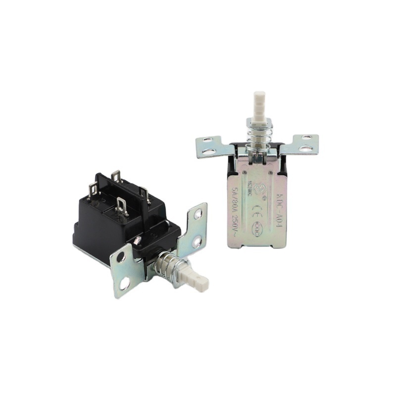 KDC-A04-2 external spring straight key switch 4-pin 5A/80A 250V power switch Self locking switch with 4-hole bracket