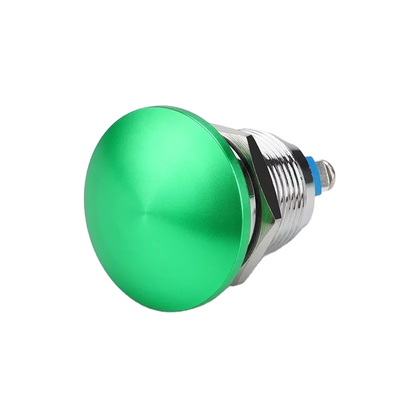 16mm green mushroom head momentary/latching waterproof metal push button switch emergency stop switch