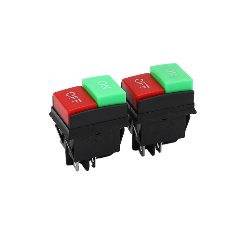 Green and red double button rocker switch KCD4 4-pin on off rocker switch 15a 250vac