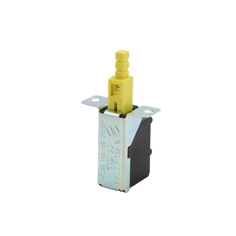 KDC-A10 TV-5 inner spring straight key switch yellow handle 2-pin self-locking power switch 8A/128A 250V