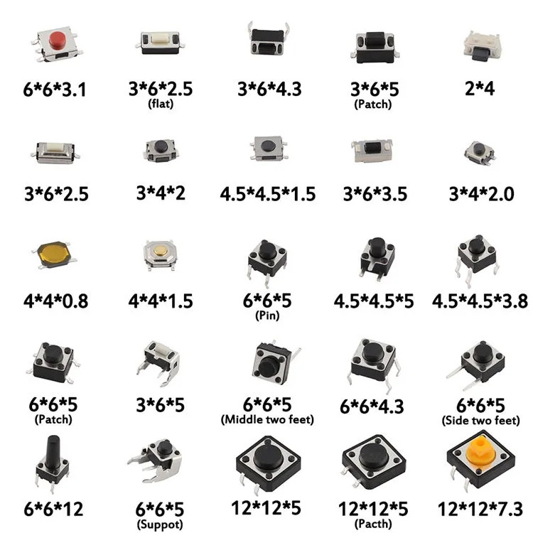 4.5*4.5/6*6/12*12 tact switch DIP SMT SMD momentary tactile switch