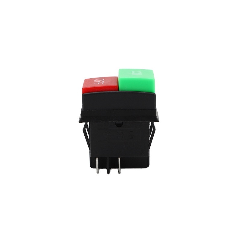 Green and red double button rocker switch KCD4 4-pin on off rocker switch 15a 250vac