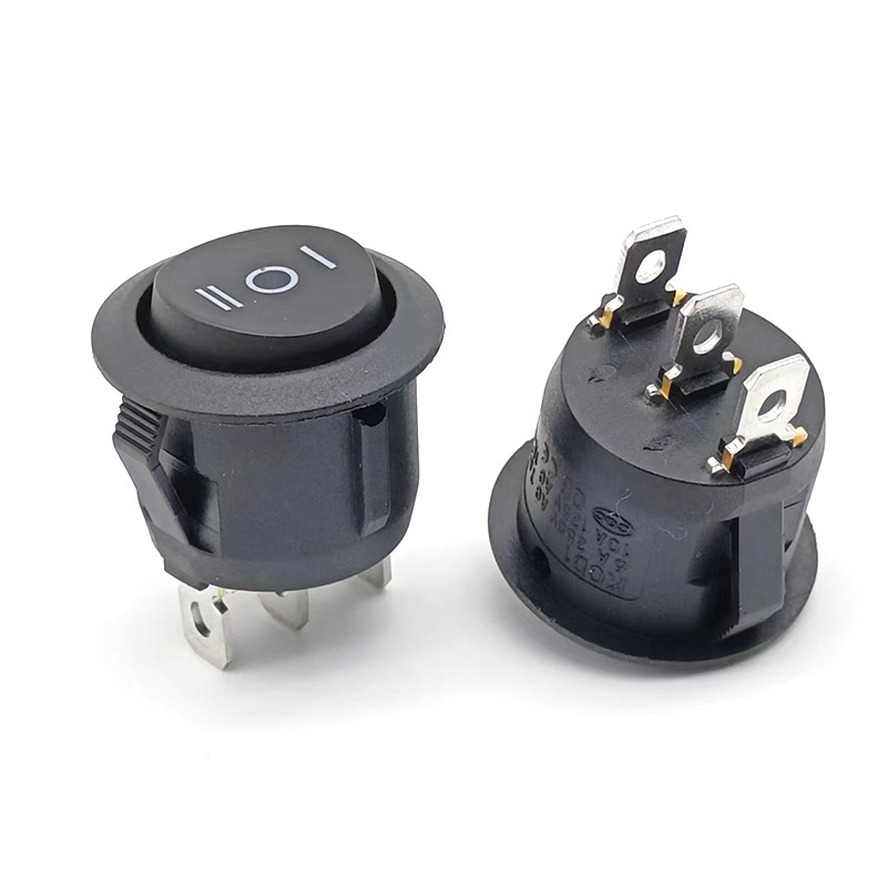 KCD1 round rocker switch 3-pin 3-position on-off-on black rocker switch 23mm