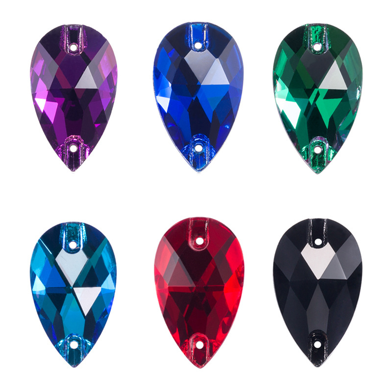 Multi Size Teardrop Sew-on Rhinestone Crystal AB Glue On Shapes Large Crystals Sew On Rhinestone