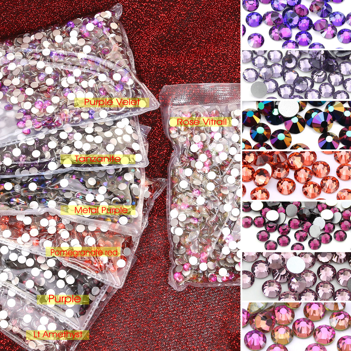 SS3-SS20 Wholesale multi sizes Colorful Non Hot-Fix Round DMC Trade A Glass Crystal Flatback Rhinestone