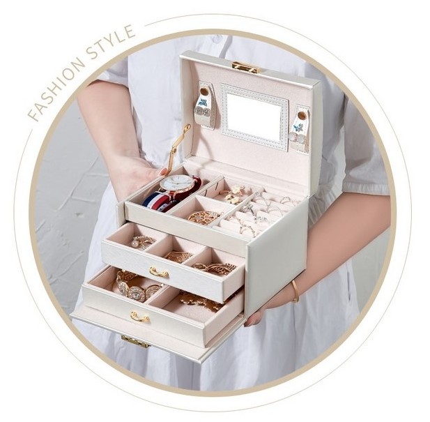 Choice fun luxury jewelry make up organizer box storage box for necklace, bracelet, ring and earring vanity box