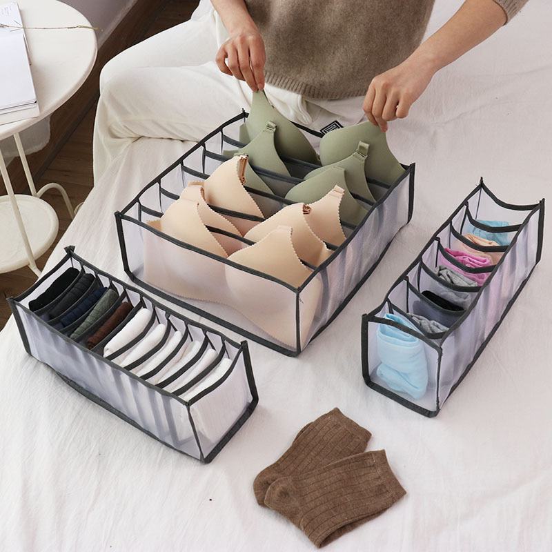 Choice Fun Household Products Foldable Socks Underwear Grid Folding Socks Storage Household Drawer Wardrobe Storage Box