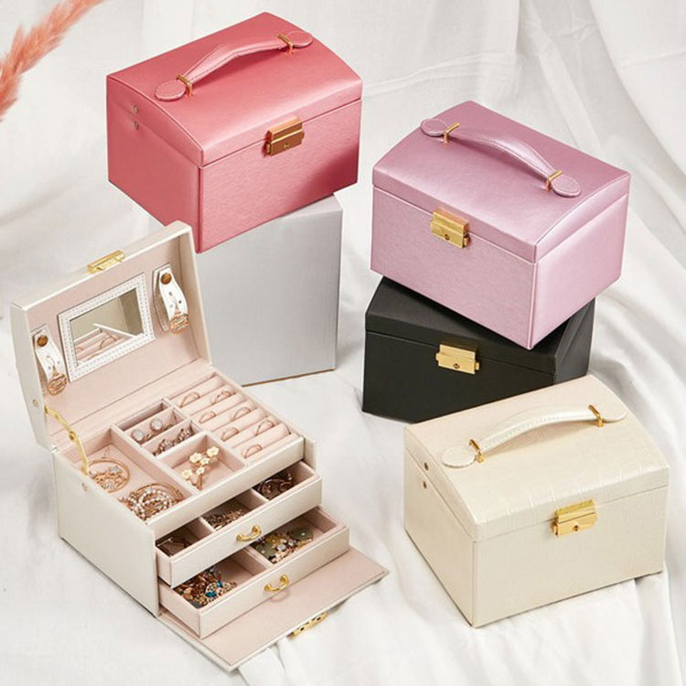 Choice fun luxury jewelry make up organizer box storage box for necklace, bracelet, ring and earring vanity box