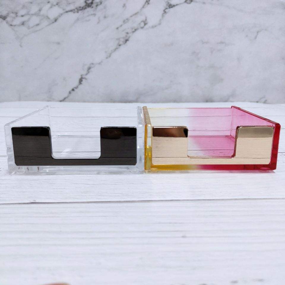 Choice Fun High Quality Plastic Square Clear Memo Notepads Acrylic Sticky Note Holder For Office Desk Organization