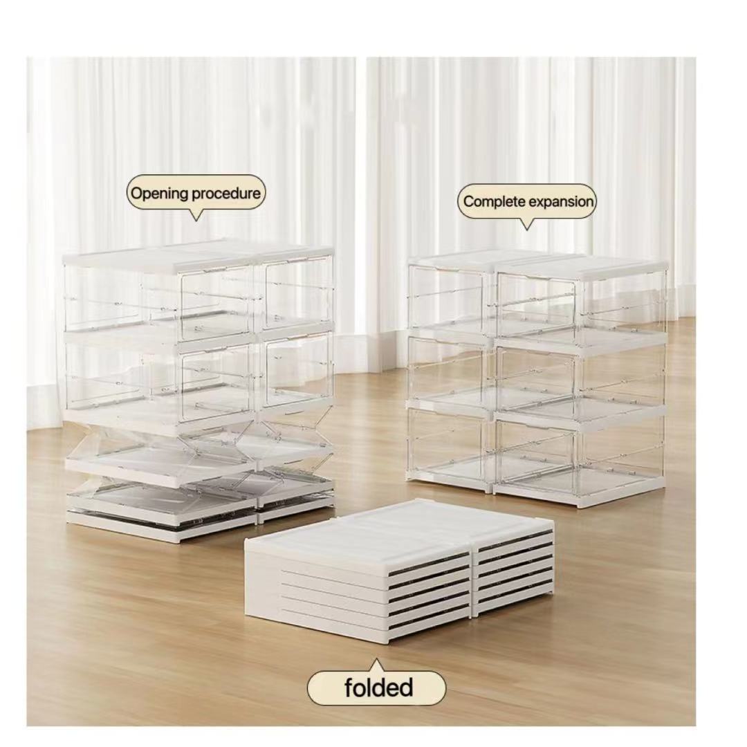 Choice Fun Installation free multi-layers shoes organizer box transparent white foldable high quality shoe storage box