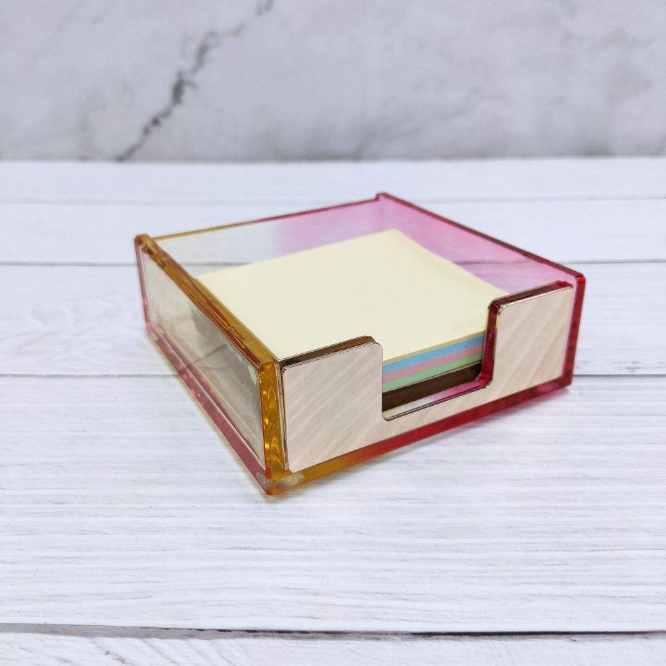 Choice Fun High Quality Plastic Square Clear Memo Notepads Acrylic Sticky Note Holder For Office Desk Organization