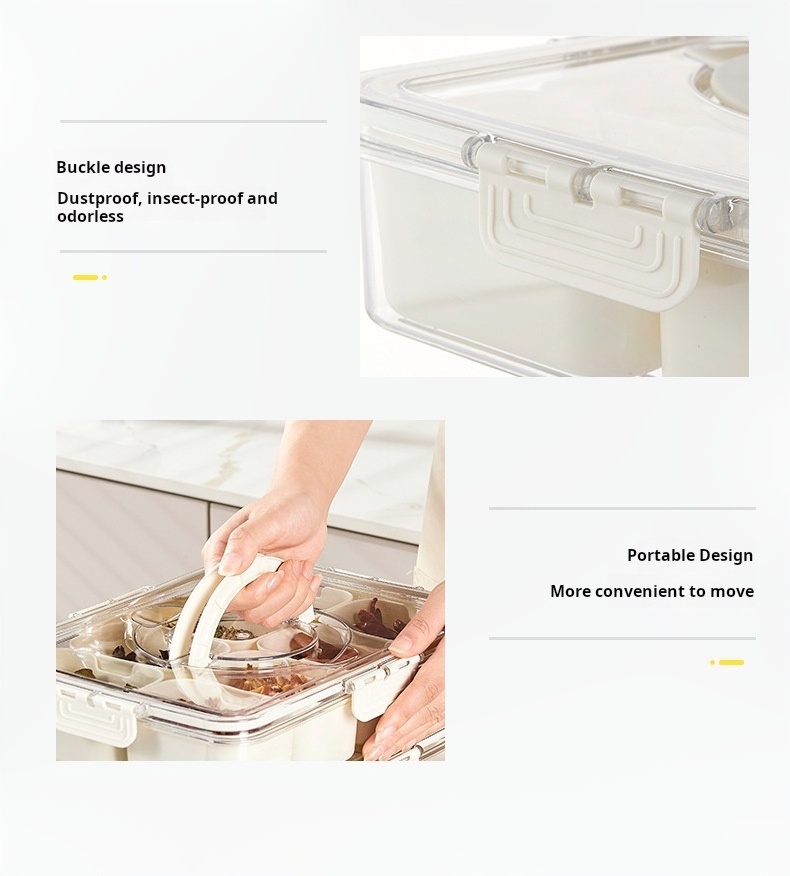 Choice Fun PET+PP Kitchen seasoning box storage box portable divided format ice powder seasoning partition box