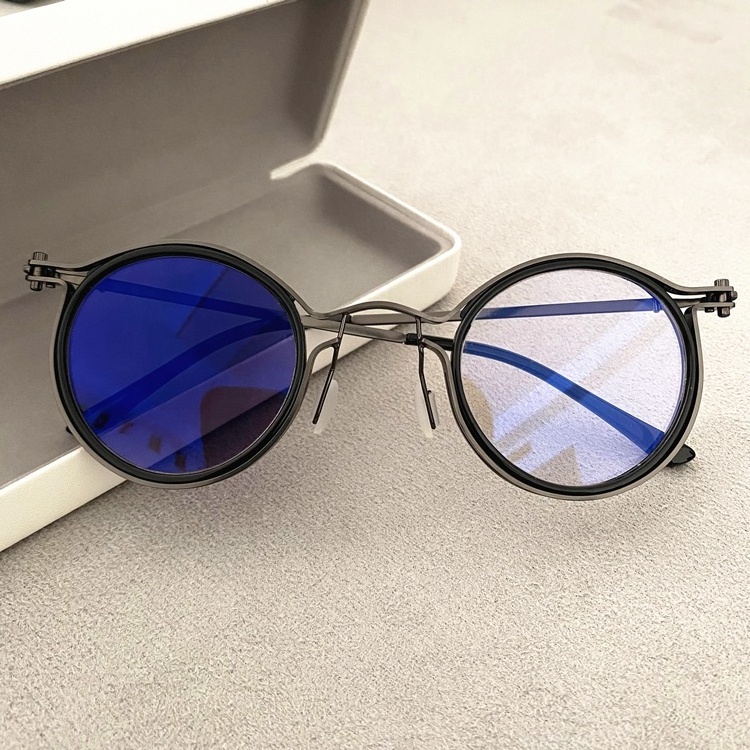 photochromic lenses circle retro metal black gold optical photogray anti refletion blue light 2024 women men eye glasses frames