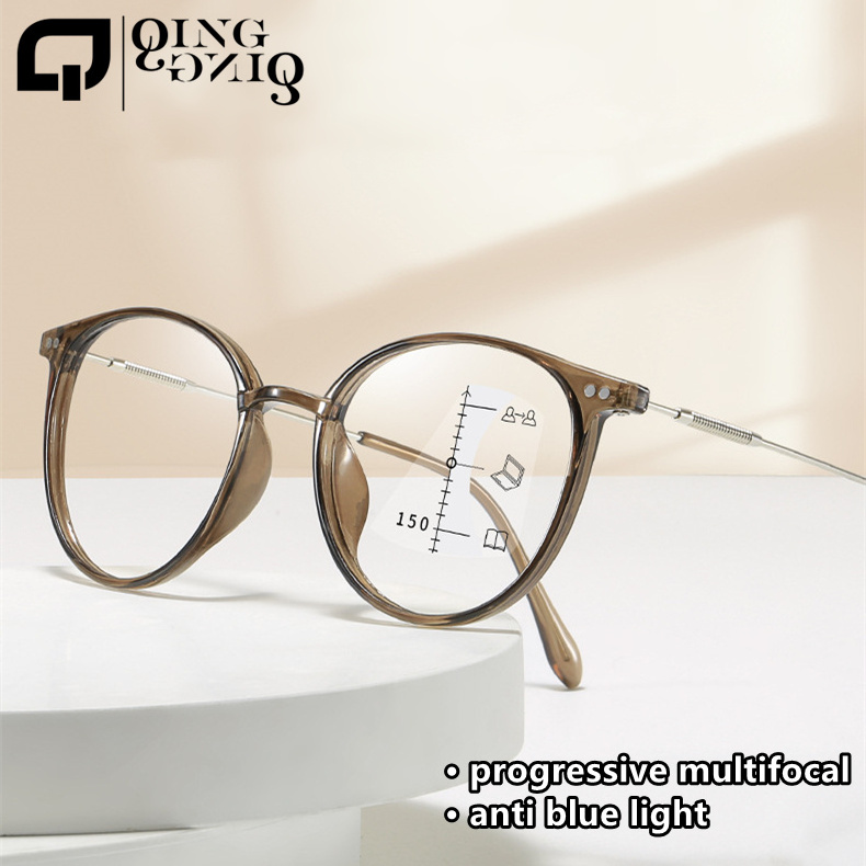 progressive multifocal metal pc circle vintage black gold  gafas de lectura 2024 women female reading glasses anti blue light