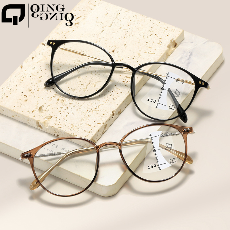 progressive multifocal metal pc circle vintage black gold  gafas de lectura 2024 women female reading glasses anti blue light