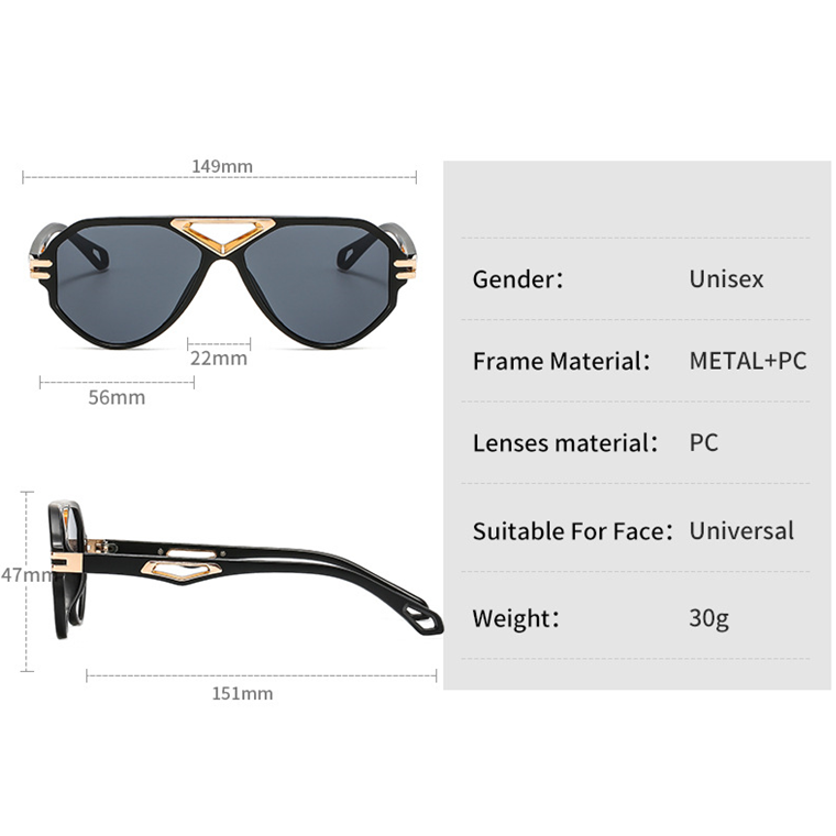 lunette de soleil vinterie new pilot retro triangle logo 2023 women men uv400 statement costume customised kdeam sunglasses bulk