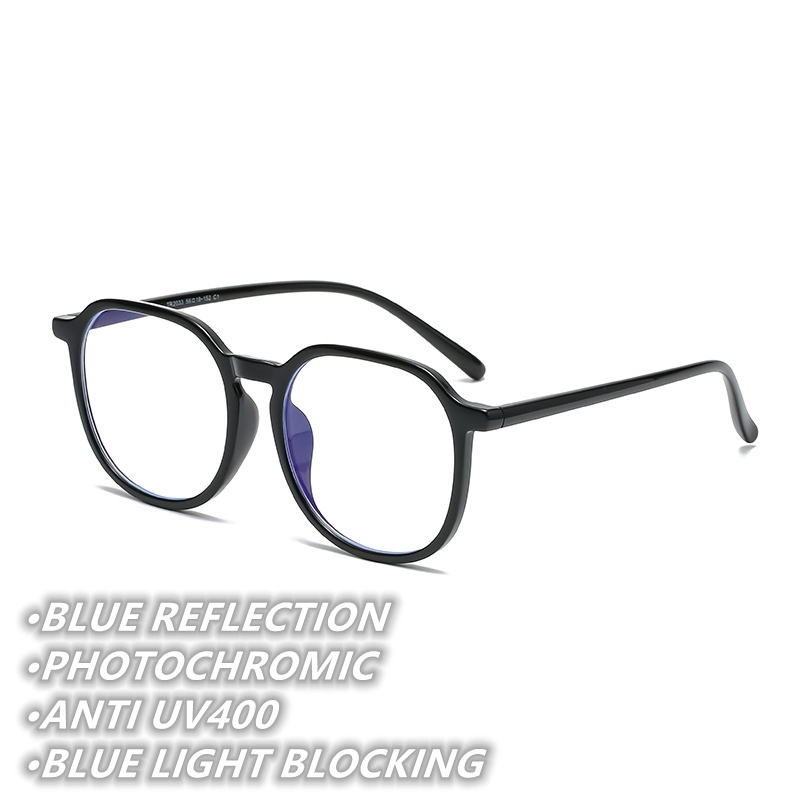 photochromic anti blue light 2024 big round TR90 optical black  lunette anti reflet women female qingqing frames for eye glasses