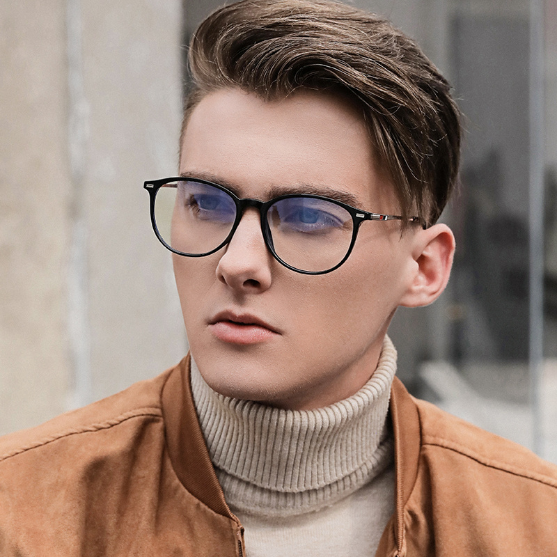 Newly design circle metal TR90  men lady oculos wholesale glasses spectacle frames  business man blue light blocking glasses