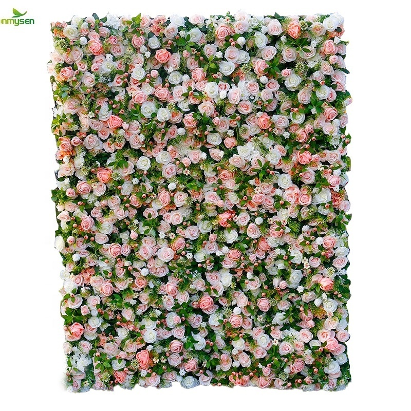 Inmysen 3D Effect Flower Wall cloth Decor Flower Design Wall Tiles artificial flower panel for wedding