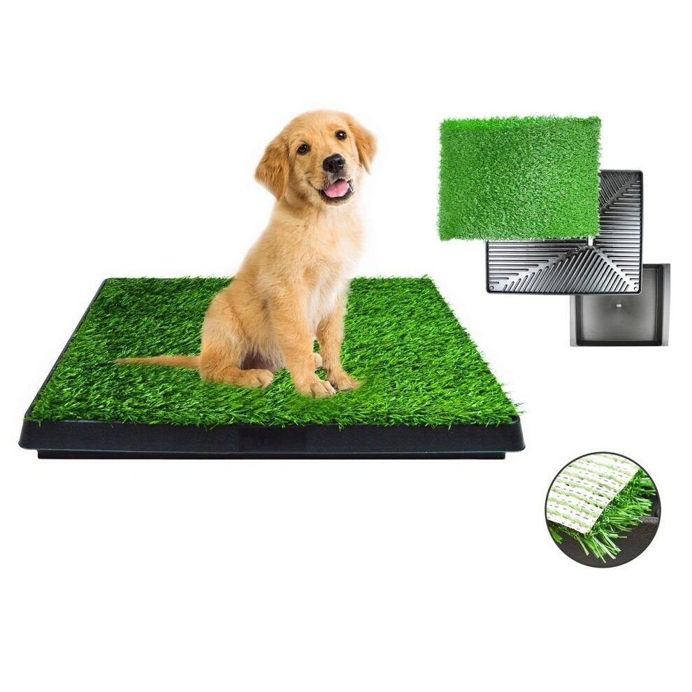 Dog Grass Pad With Tray, Artificial Grass Mats Washable Grass Pee Pads For Dogs, Pet Toilet Potty Tray For Puppy & Small Pet