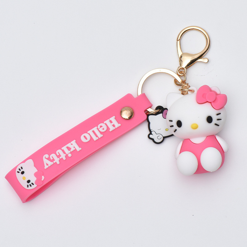 Wholesale Promotional Custom 3D Cute Hello Kitty Key Chain Big-Eared Dog Frog Rubber PVC Keychain Sanrio Hello Kitty Collection