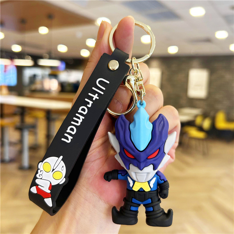 Customized wholesale Japanese anime keychains 3D Ultraman Tiga Ultraman Zero PVC rubber silicone keychains