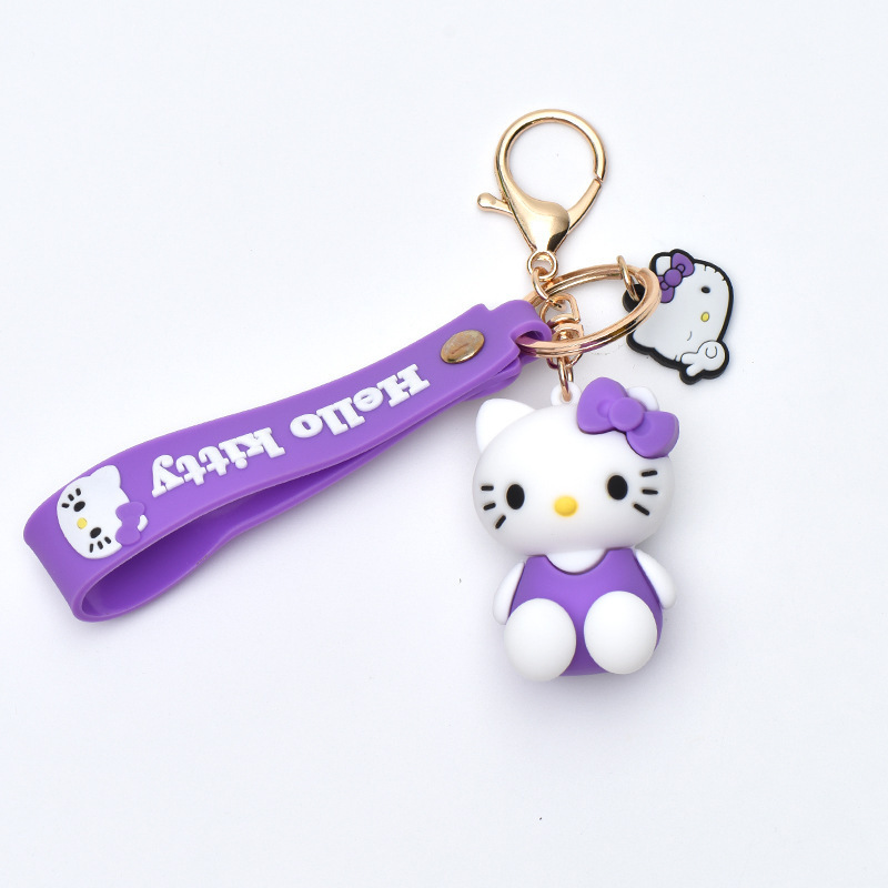 Wholesale Promotional Custom 3D Cute Hello Kitty Key Chain Big-Eared Dog Frog Rubber PVC Keychain Sanrio Hello Kitty Collection